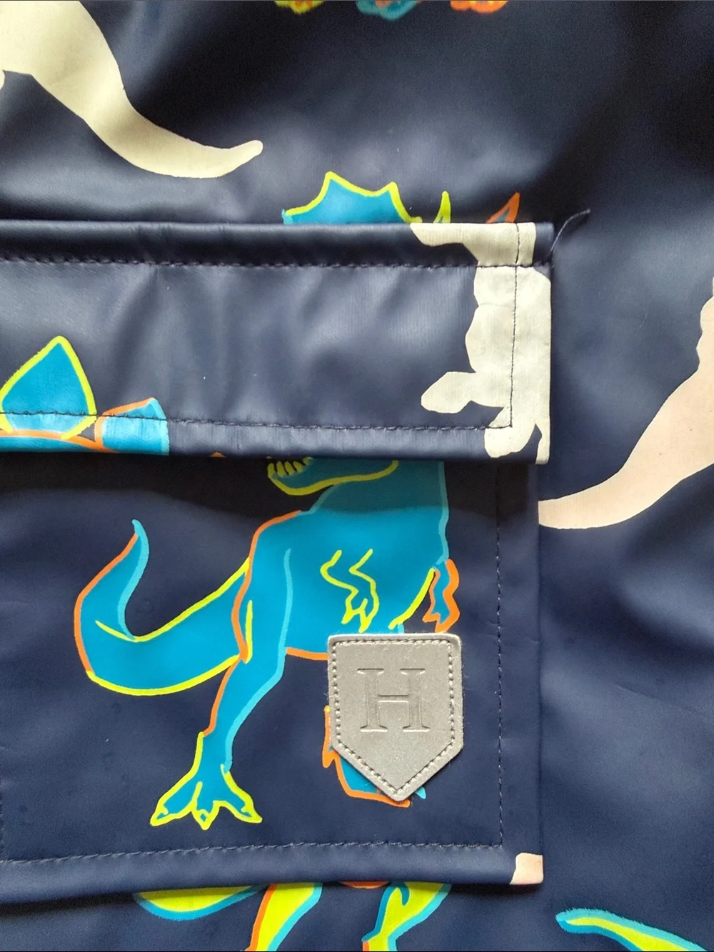 Kids Navy Dino Rain Jacket with Hood